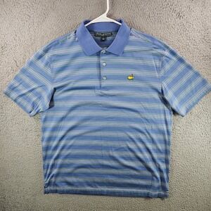 Masters Collection Mens Blue Striped‎ Pima Cotton Golf Polo Shirt Size L